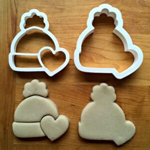 Set of 2 Cookie Winter Hat with Heart Cookie Cutters Suitable Size Made in India for Holiday Baking Biscuits Fondant Cakes and Crafts Reusable Food Safe Moulds for Christmas and Winter