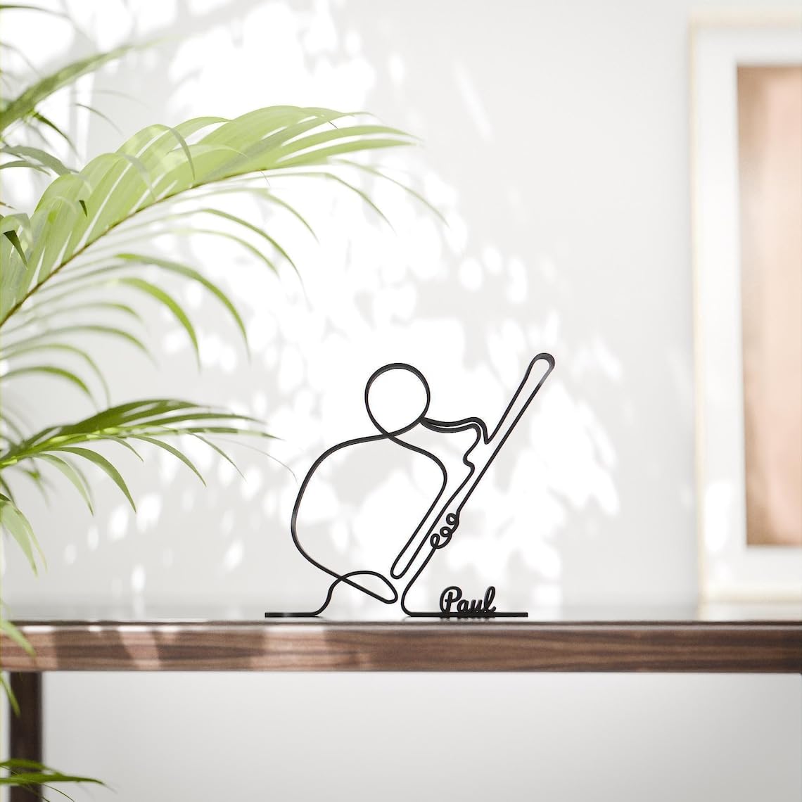Black Custom Name Bassoon Player Plastic Line Art Figure Personalized Musician Sculpture Bassoon Inspired Decor for Living Room Office Studio Shelf Display Unique Gift for Music Enthusiasts India - Image 2