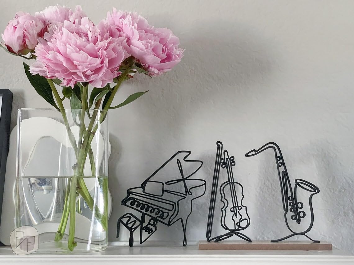 Music Lover Piano Line Art Sculpture Minimalist Home Office Decor Unique India Statue Gift Idea for Pianists Creative Shelf Accent for Modern Living Spaces - Image 6