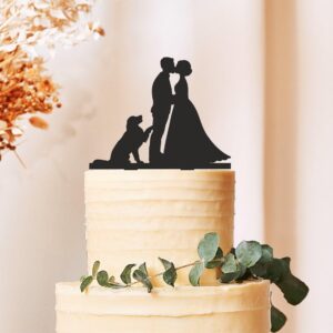 Wedding Cake Toppers with Dogs | Mr and Mrs Silhouette Cake Topper with Dog | Wedding Cake Decoration | Elegant Wedding Cake Accessory with Dog Silhouettes