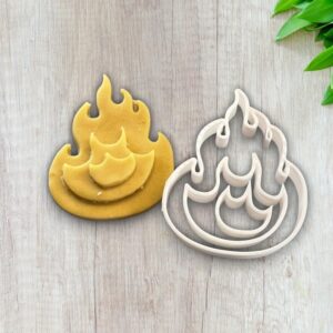 Flame cookie cutter set of 3 sizes for baking shortbread biscuits, fondant cutting, sugar paste shaping, fire theme cake decoration, party pastry crafting, homemade dessert tool