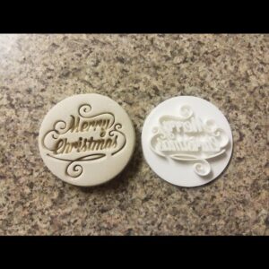Black Merry Christmas V03 Embosser Stamp Cookie Cookie Embosser Cupcake Stamp for Holiday Baking Winter Party Treats Christmas Dessert Decorations Festive Crafts and Custom Gift