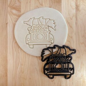 Christmas Pickup Truck Rearview Cookie Cutter India Cookie for Holiday Baking, Festive Fondant Decorations, Clay Crafts, Seasonal Party Treats, DIY Projects, and Unique Christmas Gifts