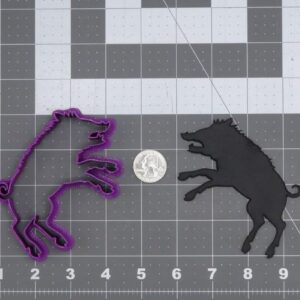 Black Wild Boar Cookie Cutter Silhouette for Hunting Theme Baking Animal Party Supplies Fondant Cutter for Cookies Cake Decoration Crafts Wildlife Forest Outdoor Adventure Events