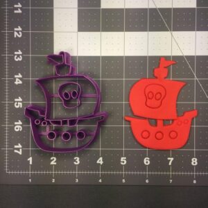 Black Cookie Pirate Ship Cookie Cutter for Baking Cookies Biscuits Fondant Sandwiches Pancakes Pastry Dough Cutter Tool for Kids Birthday Parties Nautical Themes School Events