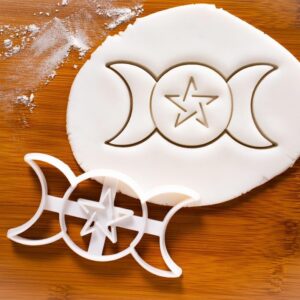 Triple Goddess shape cookie cutter for baking biscuits fondant dough treats representing Maiden Mother Crone neopagan Wiccan Celtic female deity moon star symbol spiritual baking (ONLY TRIPLE)