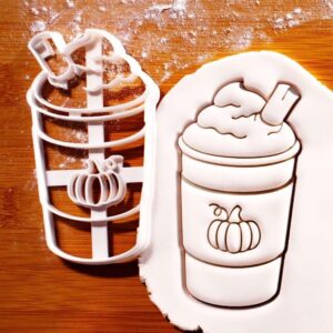 Pumpkin Spice Cinnamon Latte Cookie Cookie Cutter for Fall Halloween Thanksgiving Coffee Lover Baking Biscuit Dough Cutter Seasonal Autumn Party Treats Warm Beverage Theme