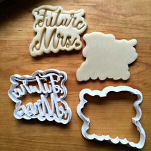 Set of 2 Future Mrs. Script Cookie Cookie Cutters for Bridal Showers, Weddings, and Engagement Parties, Made in India, Suitable Size for Customizable Wedding Treats