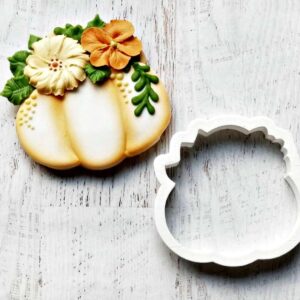 Cookie Pumpkin with Flowers Cookie Cutter for Fall Floral Cookies, Thanksgiving Autumn Harvest Baking, Fondant and Sandwich Use, Suitable Size, Made in India