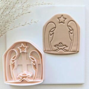 Christmas Nativity Ornament Cutter with Holy Family Scene Imprint for Large Polymer Clay Crafts Holiday Nativity Clay Cutter for Religious Christmas Decorations and Fondant Projects
