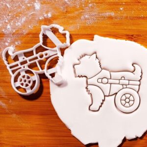 Cookie Small Dog on Wheelchair Cookie Cutter Biscuit Mold for Disabled Pet Awareness Rescue Events Animal Shelter Fundraising Baking Treats Dog Care Theme Fondant Craft Projects