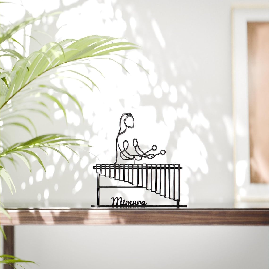 Female Marimba Player Personalized Line Art Figure Plastic Decorative Sculpture with Custom Name for Music Lovers Home Office Desk Shelf Table Display Minimal Music Decor India - Image 2