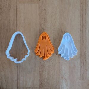 Black Ghost Cookie Cutter and Stamp Set for Baking Fondant Biscuits Clay Crafts Halloween Cake Decorating Kids Party Supplies Spooky Activities School Projects and Creative DIY Holiday