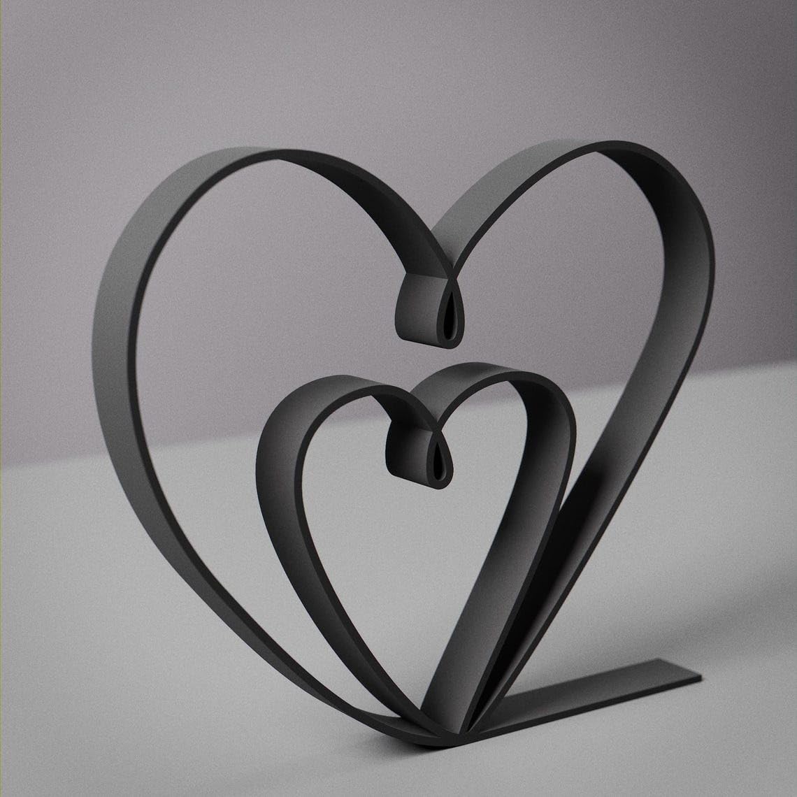 Heart Plastic Line Art Love Figure Minimalist Sculpture for Home Office Desk Decor Shelf Display Romantic Interior Accent - Image 3