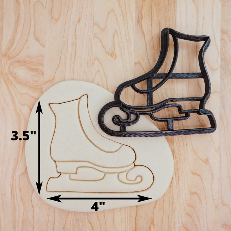 Figure Skate Christmas Winter Detailed Cookie Cutter Cookie for Fondant, Clay Crafting, Holiday Baking, Seasonal Decorations, Ice Skating Party Treats, and Festive Celebrations in