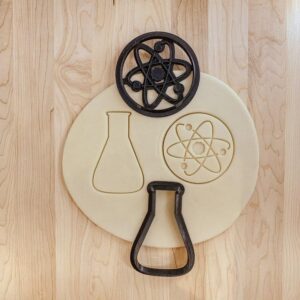 Flask Erlenmeyer and Atom Cookie Fondant Clay Cutter Set for Science-Themed Baking, India Cookie Molds for Educational Treats, STEM Parties, DIY Crafts, School Projects, and Creative