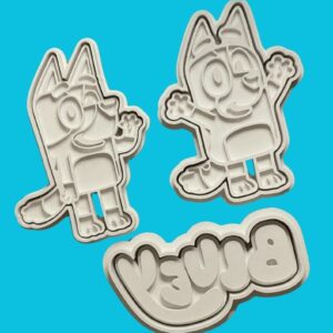 Bluey Inspired Cookie Cutter Set of 3 Pieces with Cartoon Character Shapes 4 Inch Size for Baking Fondant Biscuits Playdough Crafts Cake Decoration Kids Activities Birthday Parties
