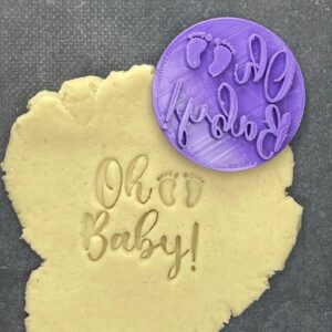 OH BABY Birth Stamp Cookie Embosser for Making Shortbread Biscuits Pastry Sugar Paste Fondant Cake Decoration Baby Shower Baking Tool Newborn Party Favor Design by