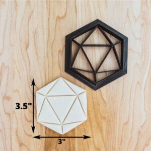 D20 Dice Cookie Fondant Clay Cutter India Cookie 20-Sided Dice Shape for TTRPG Baking, DND Party Treats, Cake Decorating, Tabletop Game Crafts, Pottery, Ceramics, and DIY Projects
