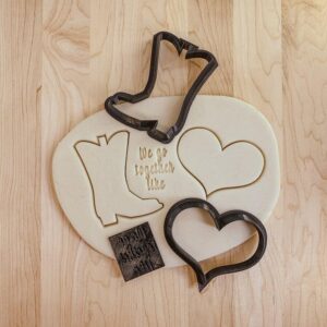Valentines We Go Together Like Boots and Hearts Cookie Cutter Set � India Cookie for Fun Love-Themed Baking, Fondant, and Clay Crafting, Perfect for Country and Western Lovers