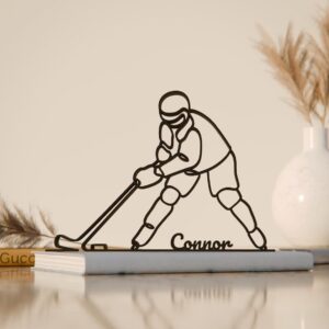 Personalized NHL Player Line Art Decor Figure Plastic Custom Name Ice Hockey Statue for Desk Shelf Home Office Sports Inspired Interior Display India