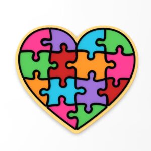 Heart Puzzle Cookie Cutter Black cookie Stamp and Stencil Set for Romantic and Valentine�s Day-Themed Cookies, Interlocking Heart Fondant Cutter, Sugar Cookie Mold, Dessert Decorating