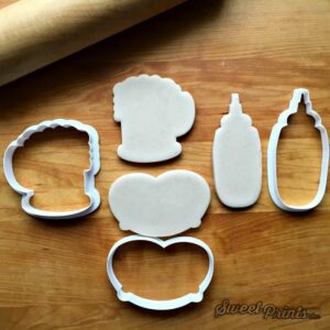 Set of 3 Cookie Beer Stein, Pretzel, Mustard Bottle Cookie Cutters Multi Size for Fun Food-Themed Baking Tools for Kids Party Snacks Made in India Reusable Durable Cookie Baking