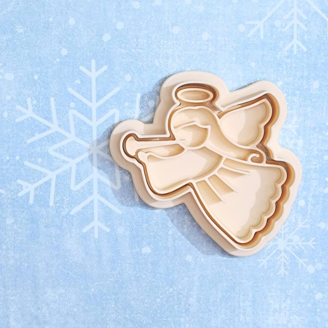 Angel with Trumpet Cookie Cutter Set for Making Shortbread Cookies Pastry Sugar Paste Fondant Icing for Homemade Cake Decoration Christmas Religious Theme Holiday Baking Set