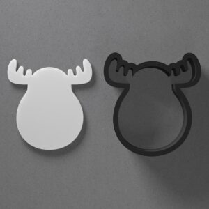 Cartoon Moose Head Clay Cutter with Sharp Tapered Edge for Polymer Clay Earrings Studs Pendants Jewelry Making Cookie Biscuit Clay Art Animal Head Shape Cutter for Fun DIY Craft