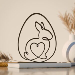 Black Easter Bunny Plastic Line Art Sculpture for Tabletop Decoration, Modern Minimalist Rabbit Artwork for Living Room, Office, or Shelf Display, Elegant Animal Lover Home Decor India