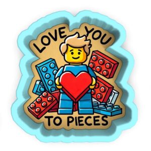 Black Love You to Pieces Blocks Cookie Cutter Stamp Stencil Baking Tool for Fun Romantic Valentines Day Birthday Anniversary Party Kids Toy Themed Cookies Fondant Pastry Biscuits Desser