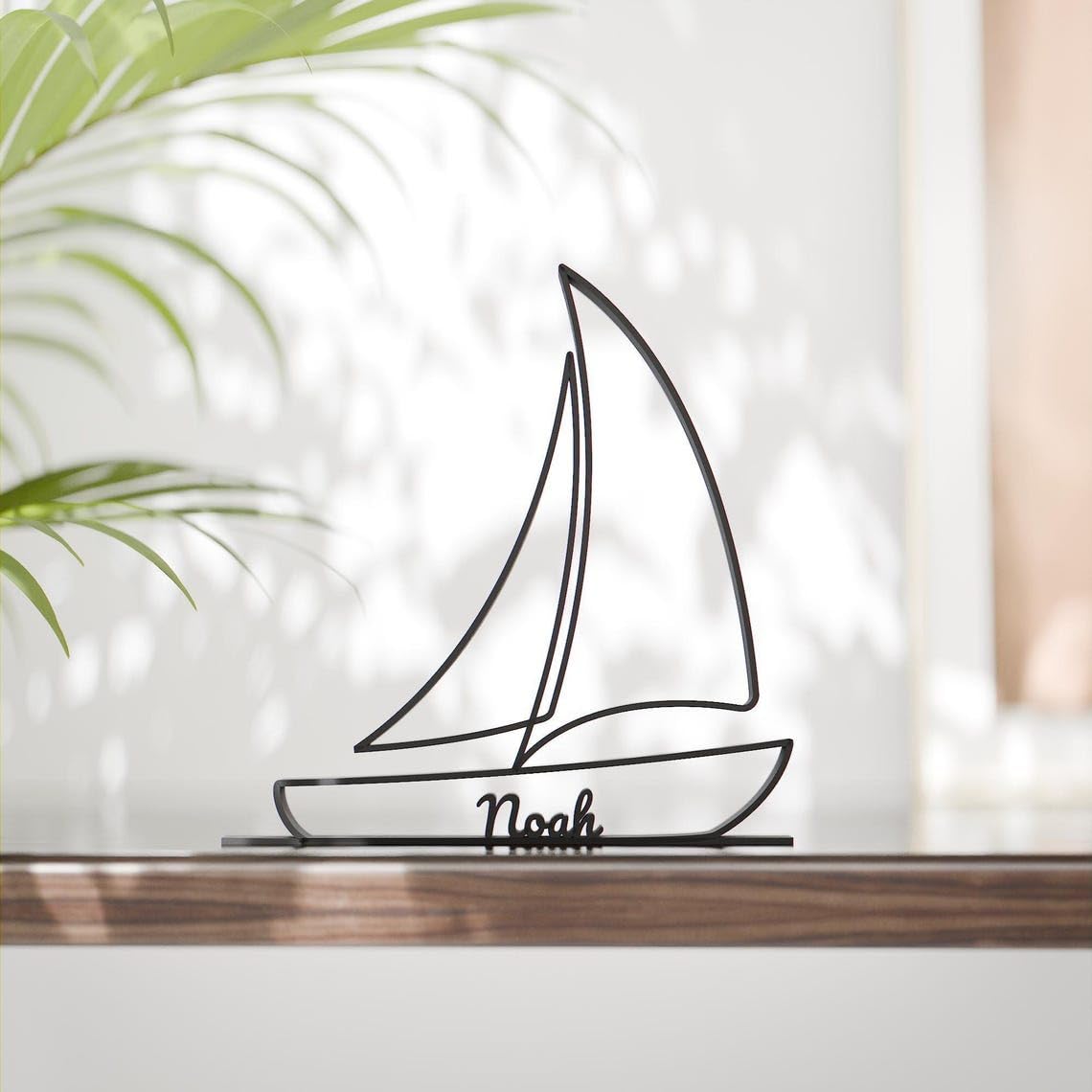 Sailboat Minimal Line Art Figure Plastic Ocean Inspired Decor Gift for Desk Shelf Home Office Modern Interior Art Display for Everyday Calm Living India - Image 2