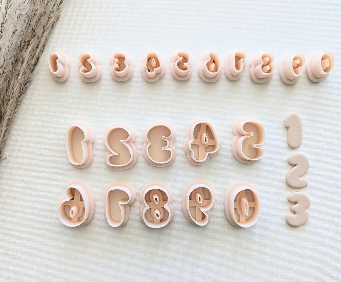 Bubble Number Full Set of Cutters for Polymer Clay Crafting Large Number Clay Cutter Set for Handmade Jewelry Personalized Accessories and Customizable Polymer Clay Number Shapes