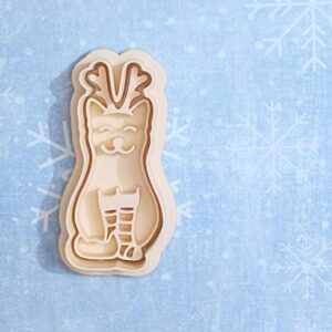 Christmas cat cookie cutter set for making shortbread cookies fondant biscuits chocolate treats sugar paste cupcake toppers cake decoration tools for holiday feline theme baking