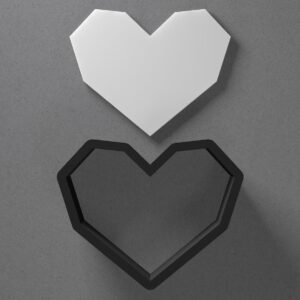 Geometric Pixelated Heart Clay Cutter for Jewelry Making Earrings Studs Pendant Set Sharp Tapered Edge Tool for Polymer Clay Crafting and Cookie or Fondant Design Applications