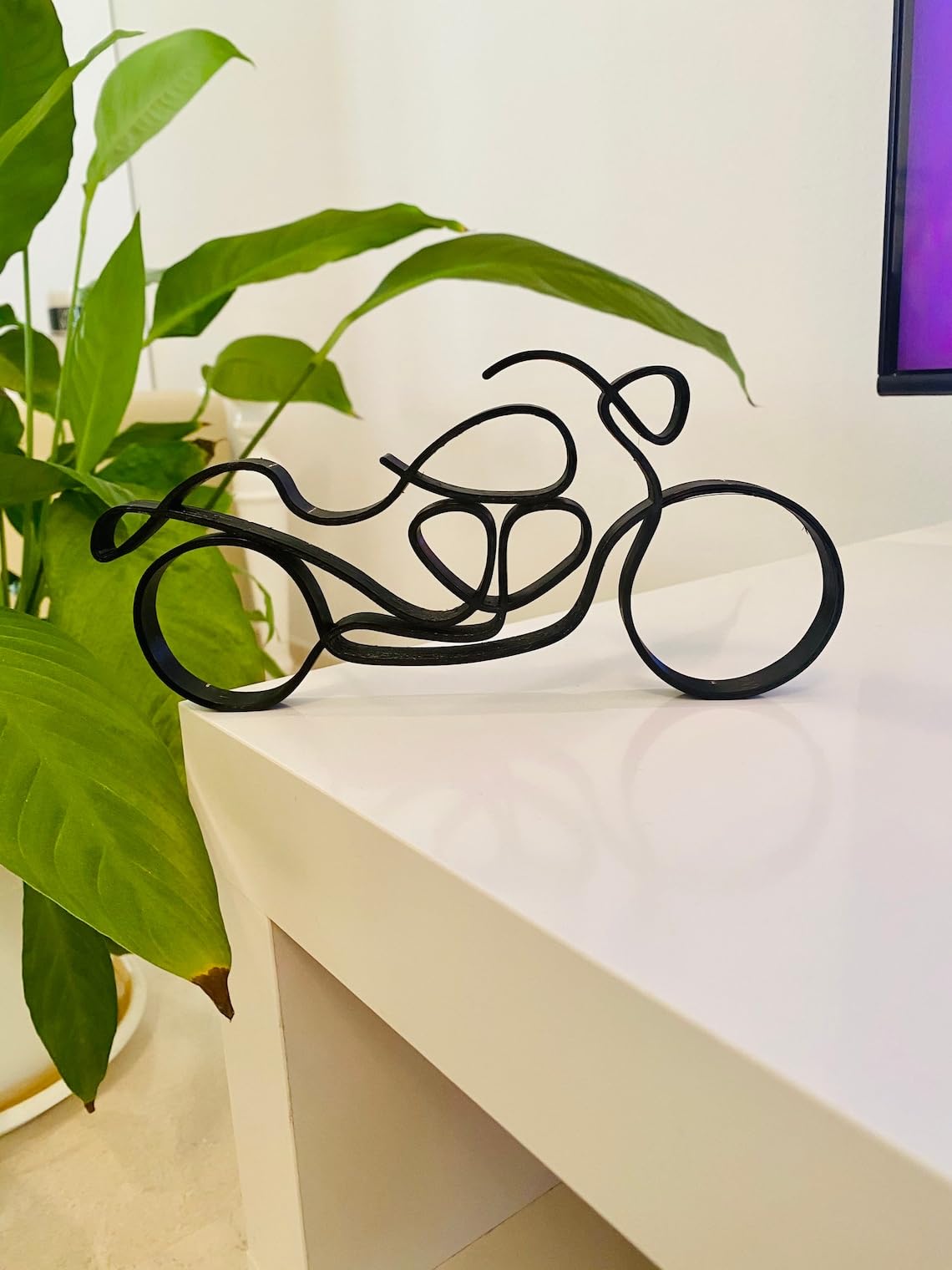 Minimalist Motorcycle Statue Sculpture: Tabletop Figure, Chopper Bike Home Decor, Ideal Statue Gift for Housewarming and Shelf Display - Image 3