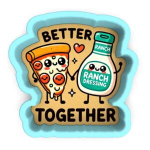 Black Pizza and Ranch Better Together Cookie Cutter Stamp Stencil Baking Tool for Fun Food Theme Cookies Valentines Day Birthday Anniversary Party Fondant Pastry Biscuits Desserts Creat