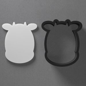 Stylized Cartoon Cow Head Cookie Polymer Clay Cutter with Sharp Tapered Edge for Jewelry Making Mini Studs Pendant Set and Cookie Cutter Versatile Craft Tool for Detailed Animal