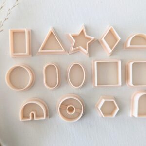 Basic Clay Earring Cutter Bundle One Inch Polymer Clay Jewelry Cutter Set with Classic Shapes for DIY Earrings Round Oval Teardrop Arch Rectangle and Square Cutters for Handmade
