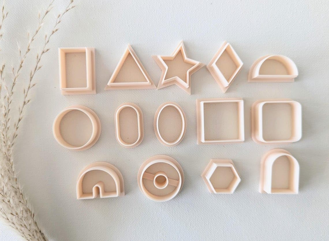 Basic Clay Earring Cutter Bundle One Inch Polymer Clay Jewelry Cutter Set with Classic Shapes for DIY Earrings Round Oval Teardrop Arch Rectangle and Square Cutters for Handmade