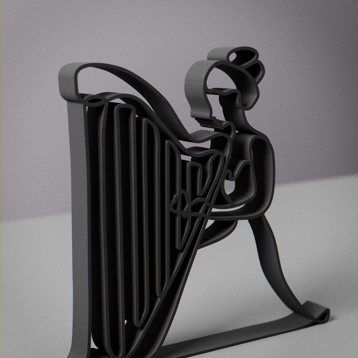 Personalized Harp Player Plastic Minimal Line Art Sculpture Custom Name Music Decor Figure for Desk Shelf Living Room Thoughtful Personalized Gift - Image 3