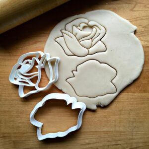 Set of 2 Rose Cookie Cutters, Suitable Size Floral Baking Tools, Elegant Cookie Cutters for Weddings, Mothers Day, or Garden Themes, Made in The India, Choose Size, Crisp Detailing