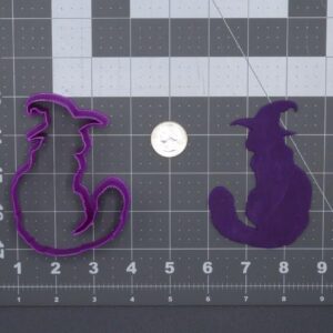 Halloween Cat in Witch Hat 266 F525 Cookie Cutter Silhouette for Shortbread Biscuits Fondant Clay Crafts Cake Toppers Spooky Party Supplies DIY Baking Tools for Kids and Pet Lover