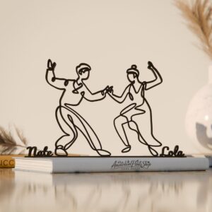 Lindy Hop Dancers Line Art Decor Figure Plastic Minimal Swing Dance Art Display Statue for Desk Shelf Home Office Interior Styling Rhythm Inspired Gift Idea India