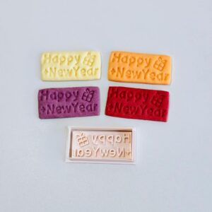 Black Happy New Year Cookie Cutter New Year Celebration Cookie Stamp Set Festive Baking Tool for Holiday Treats Cookies Pastry Dough Candy Kitchen Cookie Cutters Set for Party Desserts