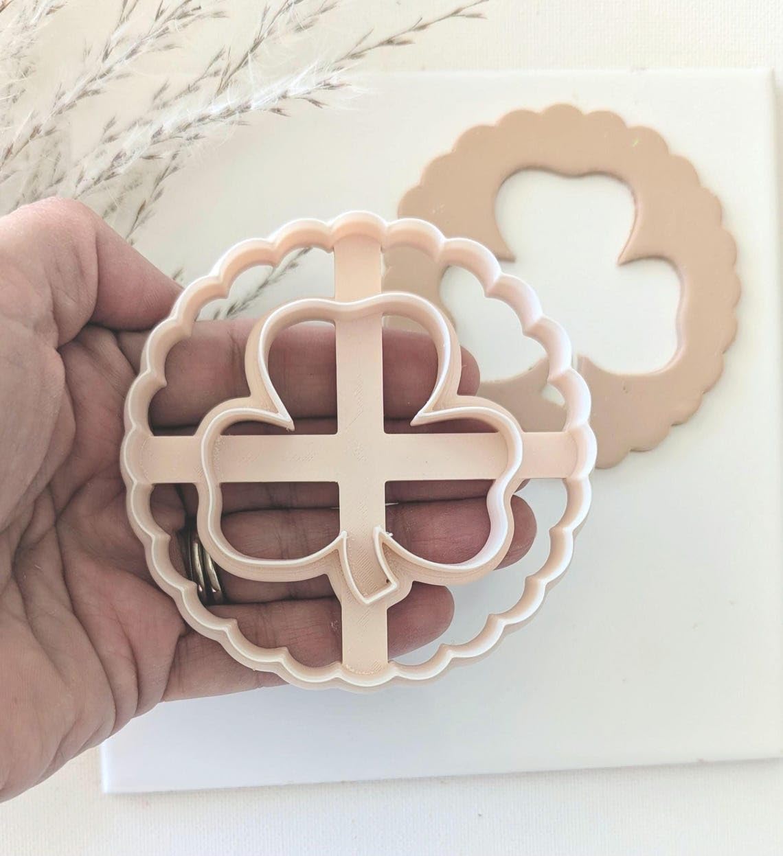 Scalloped Circle with Clover Cutout Cookie Cutter for St Patricks Day Baking Large Polymer Clay Cutter for Clover Crafts Fondant Decorations Holiday Cookies and Clay Art Projects - Image 2
