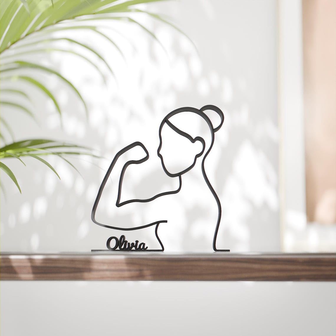 Personalized Feminist Minimal Line Art Figure Plastic Name Empowerment Decor Gift for Desk Shelf Home Office Modern Interior Art Display India - Image 2