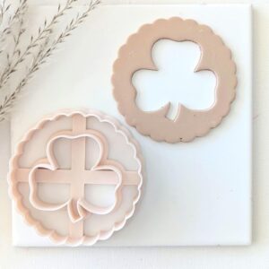 Scalloped Circle with Clover Cutout Cookie Cutter for St Patricks Day Baking Large Polymer Clay Cutter for Clover Crafts Fondant Decorations Holiday Cookies and Clay Art Projects