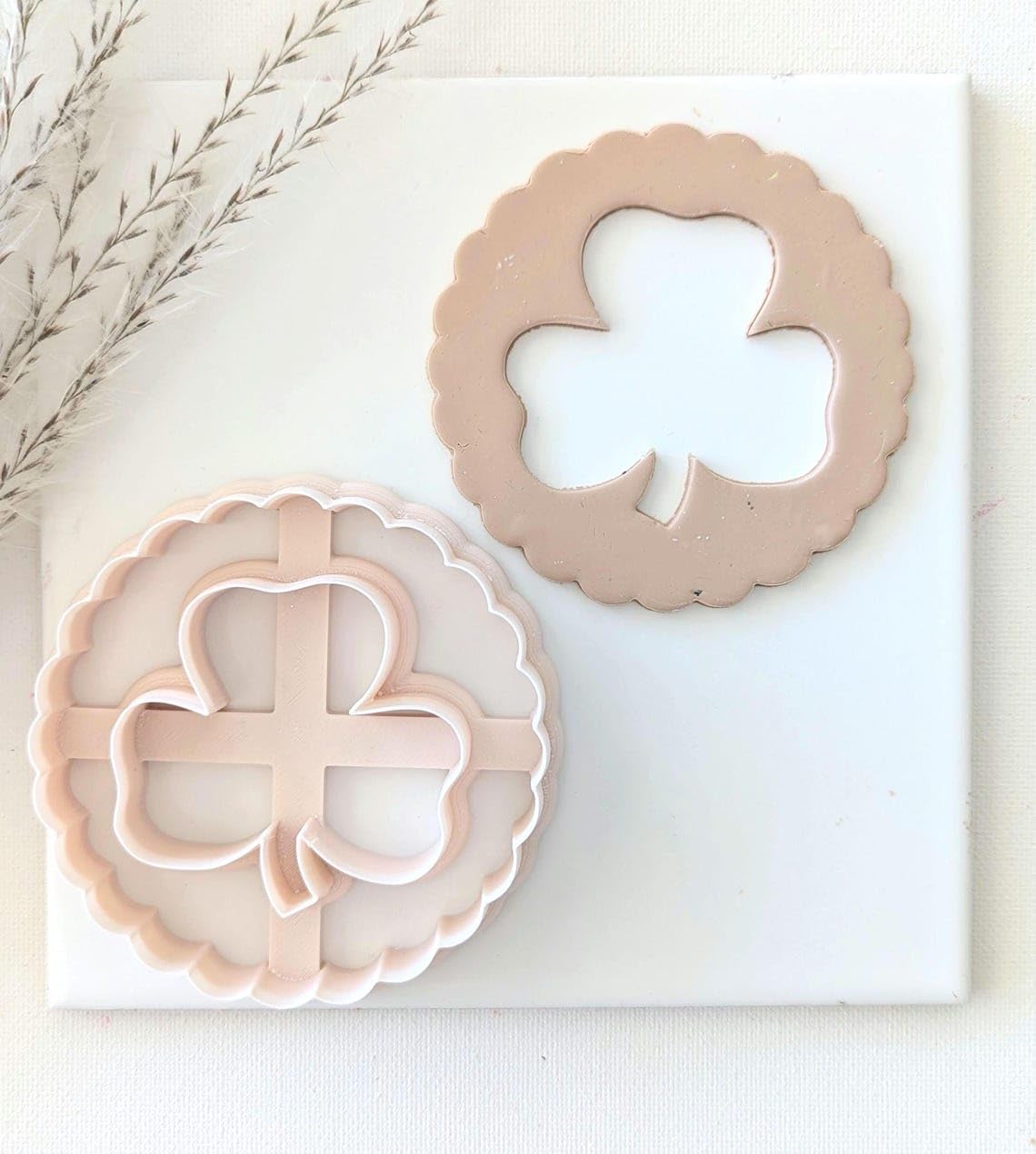 Scalloped Circle with Clover Cutout Cookie Cutter for St Patricks Day Baking Large Polymer Clay Cutter for Clover Crafts Fondant Decorations Holiday Cookies and Clay Art Projects
