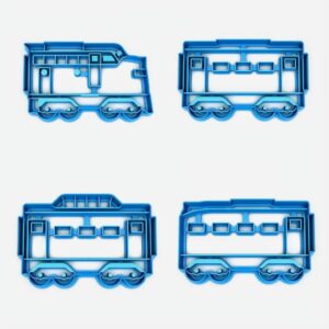 Set of 4 Diesel Train/Locomotive/Christmas Cookie Cutters Cookie - Suitable Size - Made in India - Holiday Train-Themed Molds for Baking, Christmas Parties, DIY Crafts & Creative
